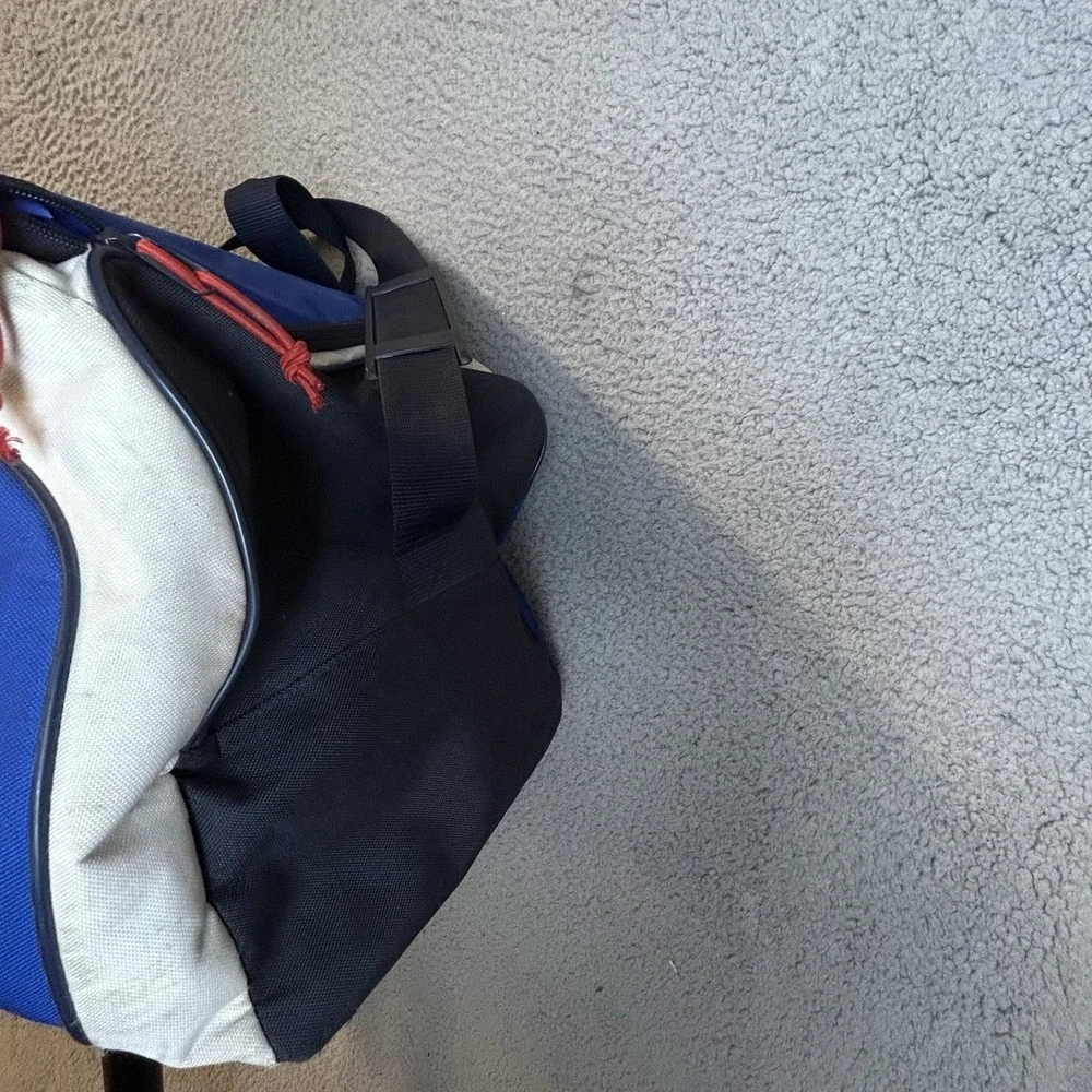 VTG Polo Sport Ralph Lauren Tote Blue White Expandable Duffle Bag (read desc)